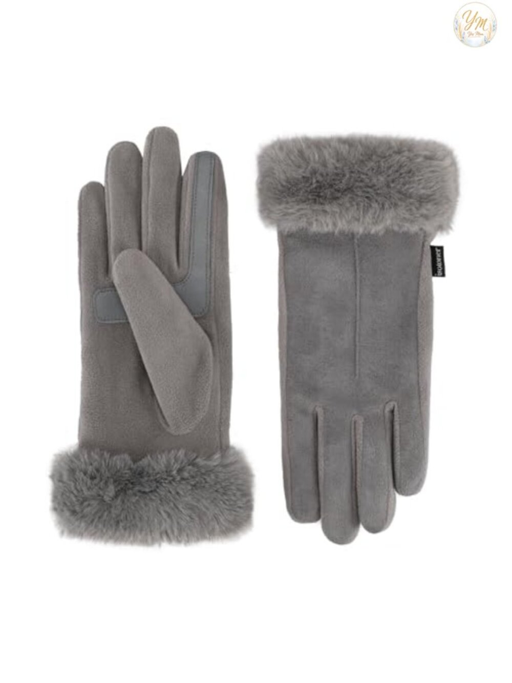 Water Repellent Touchscreen Stretch Gloves Faux Fur Cuff
